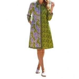 NEW PERLAVERA three quarter sleeve midi dress in palm bliss
